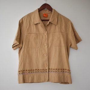Vintage embroidered / bedazzled button up short sleeve shirt